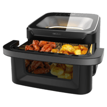Cecofry Advance 10000 Full Vision Freidora de aire 10L y 2 ventanas de visualización. 2200 W de potencia, base para pizzas perfectas, cubeta divisible, asa fría y 12 menús para cocinar fácil y saludable.