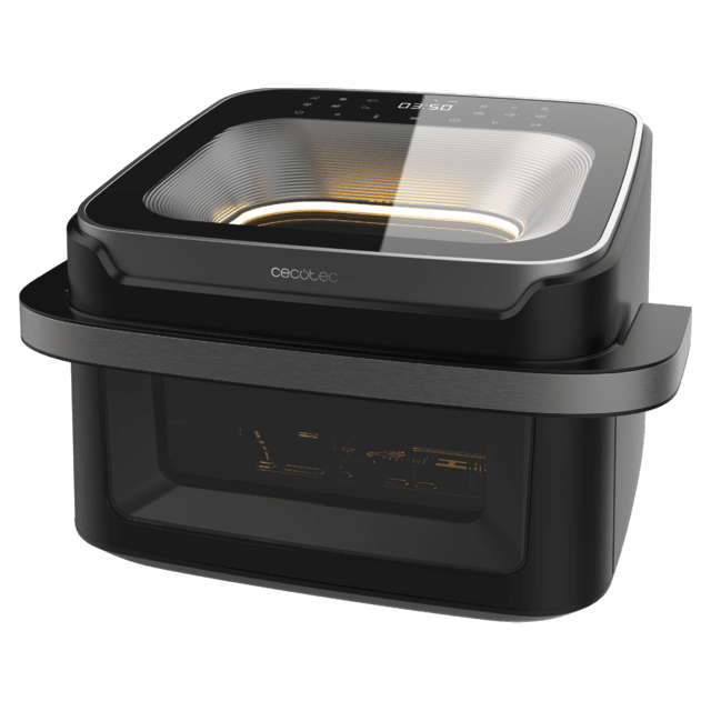 Cecofry Advance 10000 Full Vision Freidora de aire 10L y 2 ventanas de visualización. 2200 W de potencia, base para pizzas perfectas, cubeta divisible, asa fría y 12 menús para cocinar fácil y saludable.