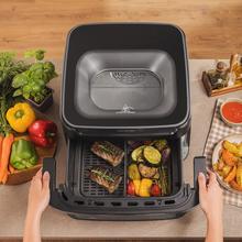 Cecofry Advance 10000 Full Vision Freidora de aire 10L y 2 ventanas de visualización. 2200 W de potencia, base para pizzas perfectas, cubeta divisible, asa fría y 12 menús para cocinar fácil y saludable.