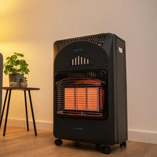 Ready Warm 4200 Slim Fold Estufa de gas con una potencia de hasta 4,2 kW, triple sistema de seguridad y bombona de gas con 15 kg de capacidad.