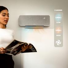 ReadyWarm 3000 Textile Calefactor de pared de 2000W, diseño en tela, pantalla LED, mando a distancia, temporizador y con lama oscilante.