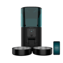 Pumba 8600 Double Meal Vision Distributeur automatique de nourriture pour animaux de compagnie avec deux bols, contrôle via Wi-Fi, caméra, enregistreur vocal, capacité de 7 litres et contrôle des portions.