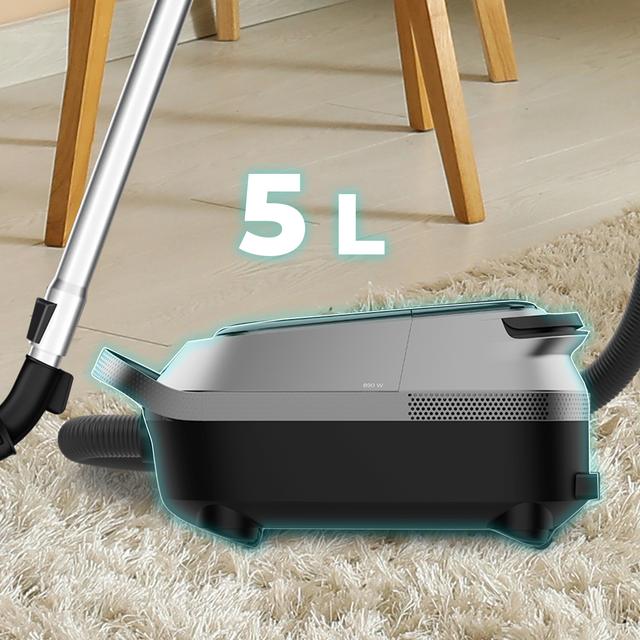 Conga Powerbag 5000 ProStyle Aspirapolvere a traino con sacchetto. Aspiratore con potenza di 890 W, serbatoio da 5 L, filtro HEPA e controllo digitale per una pulizia accurata di qualsiasi superficie. Include accessori, funzione soffiatore e design ergonomico per il massimo comfort.