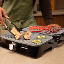 Rock'nGrill 1500 Full Open Parrilla eléctrica con 1500W. Revestimiento de piedra RockStone. Apertura 180º.  Bandeja recogegrasas.