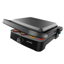 Rock'nGrill 2000 Full Open Grelhador elétrico com 2000W. Revestimento de pedra RockStone. Abertura 180º. Bandeja de recolha de gordura.