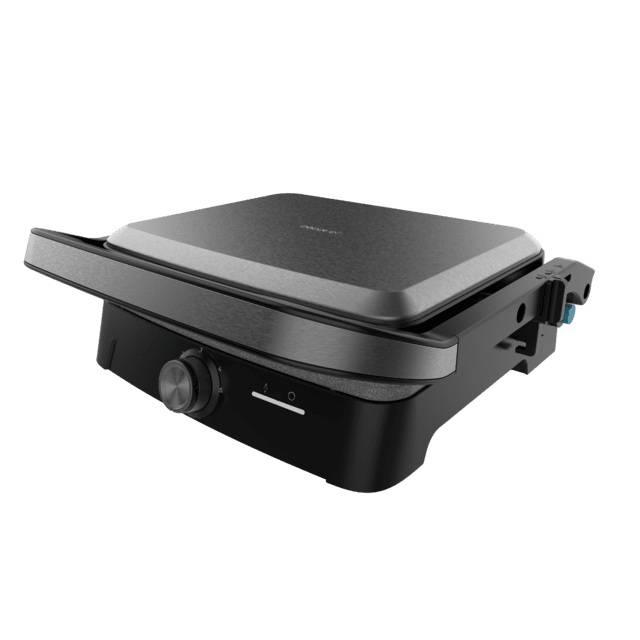 Rock'nGrill 2000 Full Open Grelhador elétrico com 2000W. Revestimento de pedra RockStone. Abertura 180º. Bandeja de recolha de gordura.