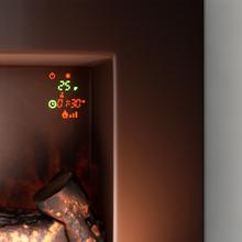 Ready Warm 2210 Curved Flames Chimenea eléctrica decorativa de 22” con máxima potencia de 2000 W. Dos intensidades 1000 W y 2000 W. Mando a distancia. Panel curvo de cristal templado. Llama independiente y ajustable. Temporizador semanal. Sensor de puerta abierta.