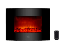 Ready Warm 2210 Curved Flames Chimenea eléctrica decorativa de 22” con máxima potencia de 2000 W. Dos intensidades 1000 W y 2000 W. Mando a distancia. Panel curvo de cristal templado. Llama independiente y ajustable. Temporizador semanal. Sensor de puerta abierta.