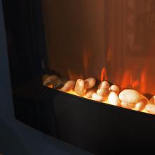 ReadyWarm 3560 Curved Flames Connected Chimenea eléctrica decorativa de 35” con máxima potencia de 2000 W. Dos intensidades 1000 W y 2000 W. Control por Wi-Fi. Mando a distancia. Panel curvo de cristal templado. Llama independiente y ajustable. Temporizador semanal. Sensor de puerta abierta.