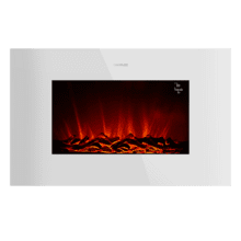 ReadyWarm 3590 Flames Connected White Cheminée électrique décorative de 35” avec une puissance maximale de 2000 W. Deux intensités 1000 W et 2000 W. Contrôle via wifi. Télécommande. Panneau plat en verre trempé. Flamme indépendante et ajustable. Minuterie hebdomadaire. Capteur de porte ouverte.