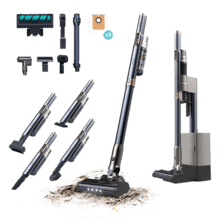 Scoba 3000 Station Aspirapolvere verticale con base a svuotamento automatico.  Motore Digital Brushless da 210 W con potenza di aspirazione di 20 kPa.   Autonomia fino a 40 minuti. Due modalità di aspirazione.  Spazzola Jalisco. Include accessorio 2 in 1 per mobili e/o angoli e accessorio per tappezzeria.