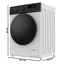 Bolero DressCode 9155 Inverter Lavadora blanca de 9 kg de capacidad, clase A-30%, 1400 rpm, 12 programas, Clase A, Motor Inverter Plus, Steam Max, Drum Clean, Delay Start, PreWash, prrograma Quick 15', KidLock y panel de control LED