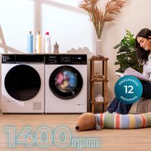 Bolero DressCode 9155 Inverter Lavadora blanca de 9 kg de capacidad, clase A-30%, 1400 rpm, 12 programas, Clase A, Motor Inverter Plus, Steam Max, Drum Clean, Delay Start, PreWash, prrograma Quick 15', KidLock y panel de control LED