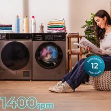 Bolero DressCode 9155 Inverter Steel Lavadora steel de 9 kg de capacidad, clase A-30%, 1400 rpm, 12 programas, Clase A, Motor Inverter Plus, Steam Max, Drum Clean, Delay Start, PreWash, prrograma Quick 15', KidLock y panel de control LED