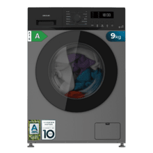 Bolero DressCode 9155 Inverter Steel Lavadora steel de 9 kg de capacidad, clase A-30%, 1400 rpm, 12 programas, Clase A, Motor Inverter Plus, Steam Max, Drum Clean, Delay Start, PreWash, prrograma Quick 15', KidLock y panel de control LED