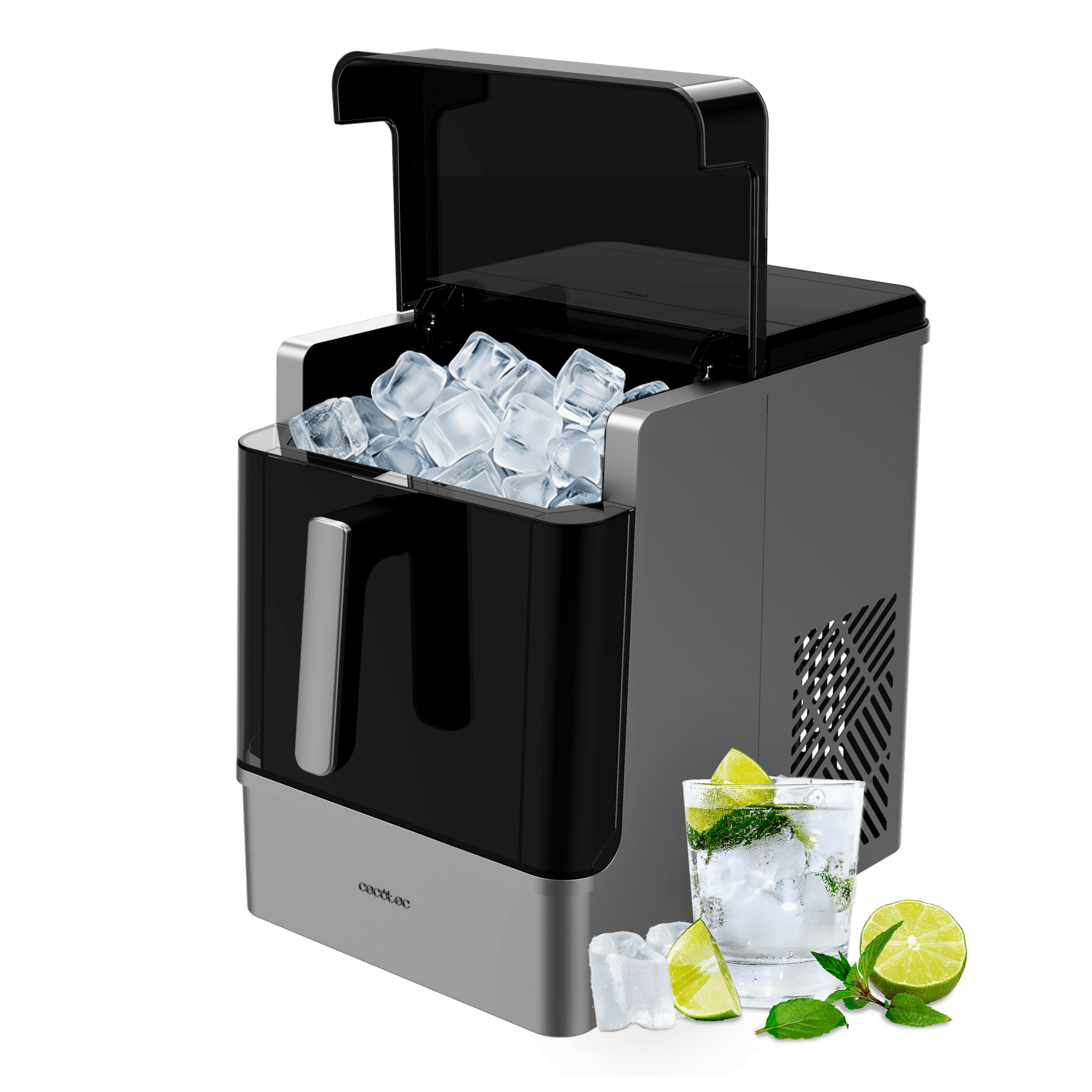 Chillin´Ice 2300 Produziert bis zu 23 kg Eis in 24 Stunden. 1,8-kg-Eisbehälter und 2-L-Wassertank. Kühlsystem mit Kompressor und Luftkühlung.