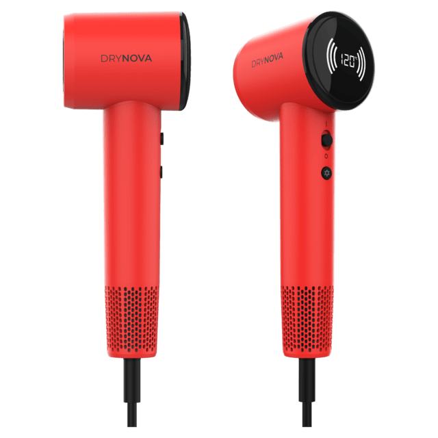 DryNova Red Sèche-cheveux Brushless, compact et léger avec moteur puissant de 1600 W, 110 000 tr/min, 2 accessoires, silencieux et durable, avec générateur d'ions et réglages multiples
