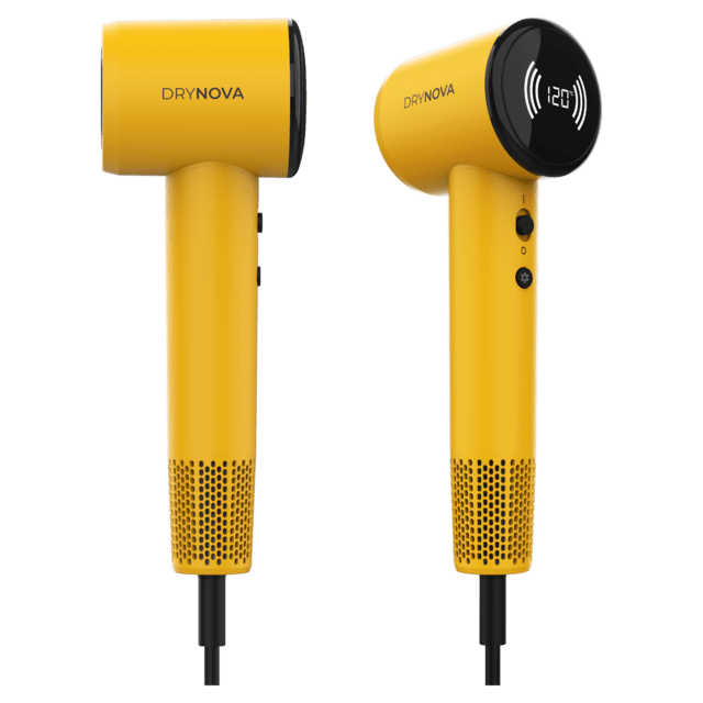 DryNova Yellow Secador de Pelo Brushless Compacto y Ligero con Potente Motor de 1600 W, 110,000 RPM, 2 accesorios, Silencioso y Duradero, con Generador de Iones y Múltiples Ajustes