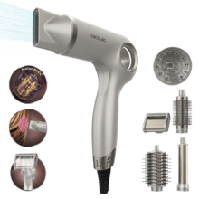 DryGlam Waves Sensor 6in1 Secador Brushless con Tecnología de sensor de distancia, Iones, 6 accesorios, Triple protección del calor, 1400W, 110.000 rpm