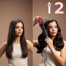 Air DryBold Allin1 Saphire: cepillo de aire con 2 posiciones, 4 funciones: secador, cepillo de aire, cepillo alisador y cepillo moldeador, Motor Brushless con 110.000 rpm y 1400W, Concentrador magnético, Bolsa de terciopelo