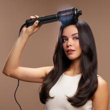 Air DryBold Allin1 Saphire: cepillo de aire con 2 posiciones, 4 funciones: secador, cepillo de aire, cepillo alisador y cepillo moldeador, Motor Brushless con 110.000 rpm y 1400W, Concentrador magnético, Bolsa de terciopelo