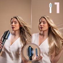 Air DryBold Allin1 Saphire: cepillo de aire con 2 posiciones, 4 funciones: secador, cepillo de aire, cepillo alisador y cepillo moldeador, Motor Brushless con 110.000 rpm y 1400W, Concentrador magnético, Bolsa de terciopelo