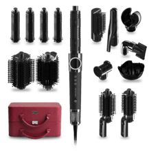 AirGlisse 14in1 Platinum moldeador de pelo con 110.000 rpm, 1400W, Función plasma, 14 accesorios, Placas calefactoras, Función rotativa, Motor Brushless, Estuche de cuero