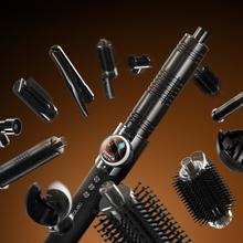 AirGlisse 14in1 Platinum moldeador de pelo con 110.000 rpm, 1400W, Función plasma, 14 accesorios, Placas calefactoras, Función rotativa, Motor Brushless, Estuche de cuero