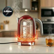 Thermosense Oval Red Hervidor de agua de 1,7 litros, cuerpo de acero inoxidable y con 2200 W.