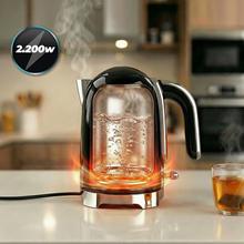 Thermosense Oval Black Hervidor de agua de 1,7 litros, cuerpo de acero inoxidable y con 2200 W.