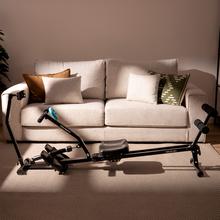 Drumfit Rower CompactROW El remo de fitness es ideal para entrenamientos completos en casa. Gracias a su resistencia hidráulica ajustable en 12 niveles, puedes adaptar la intensidad a tu nivel y progresión. Soporta hasta 110 kg de usuario y su diseño plegable permite guardarlo fácilmente, optimizando el espacio. Perfecto para fortalecer brazos, espalda y mejorar la resistencia cardiovascular de manera segura y efectiva.