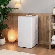 Bolero DressCode Top 750 Inverter Lave-linge à chargement par le haut de 7,5 kg, classe A, moteur Inverter Plus et 1200 tr/min programmables, avec 15 programmes et SteamMax, Delay Start, Drum Clean, MyFav, fonction Silence, KidLock et rinçage supplémentaire.