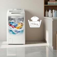 Bolero DressCode Top 750 Inverter Lavadora de carga superior de de 7,5kg, clase A, Motor Inverter Plus y 1200 rpm programables, con 15 programas y SteamMax, Delay Start, Drum Clean, MyFav, función Silence, KidLock y aclarado extra