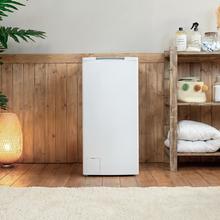 Bolero DressCode Top 750 Inverter Lave-linge à chargement par le haut de 7,5 kg, classe A, moteur Inverter Plus et 1200 tr/min programmables, avec 15 programmes et SteamMax, Delay Start, Drum Clean, MyFav, fonction Silence, KidLock et rinçage supplémentaire.