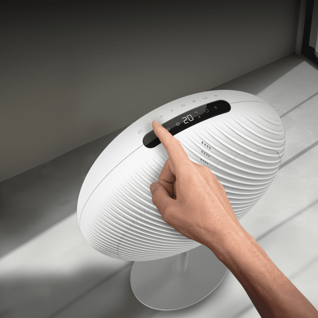 ReadyWarm 2100 Sun Chauffage céramique sur pied de 2000 W avec écran LED, contrôle tactile et thermostat réglable. Télécommande, oscillation et 2 puissances.