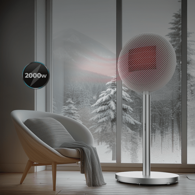 ReadyWarm 2100 Sun Chauffage céramique sur pied de 2000 W avec écran LED, contrôle tactile et thermostat réglable. Télécommande, oscillation et 2 puissances.