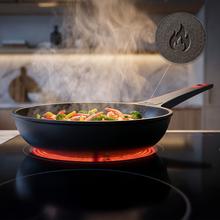 Sartén 24cm, Colección Gourmet+Sartén de 24 cm, apta inducción y todas las cocinas. Construcción de aluminio fundido de 5,5mm con fondo termodifusor encapsulado. Triple capa de revestimiento antiadherente ILAG de la mejor calidad libre de PFOAs.