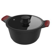 Cacerola alta 20cm, Colección GourmetCacerola de 20 cm, apta inducción y todas las cocinas. Construcción de aluminio fundido de 5,5mm con fondo termodifusor encapsulado. Triple capa de revestimiento antiadherente ILAG de la mejor calidad libre de PFOAs.