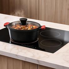 Cacerola alta 20cm, Colección GourmetCacerola de 20 cm, apta inducción y todas las cocinas. Construcción de aluminio fundido de 5,5mm con fondo termodifusor encapsulado. Triple capa de revestimiento antiadherente ILAG de la mejor calidad libre de PFOAs.