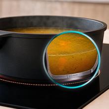 Cazo 16cm, Colección Gourmet+Cazo de 16 cm, apta inducción y todas las cocinas. Construcción de aluminio fundido de 5,5mm con fondo termodifusor encapsulado. Triple capa de revestimiento antiadherente ILAG de la mejor calidad libre de PFOAs.