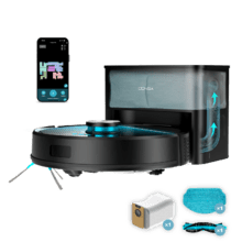 Conga Y50 X-Treme Robot aspirador con Navegación láser. 5000 Pa de presión de succión. 160m2 de autonomía. Cepillo multifunción para todas las superficies. Base de autovaciado con bolsa de polvo de 3 L.