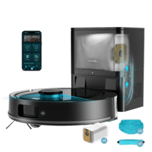 Conga Y80 X-Treme Robot aspirador con Navegación láser. 13000 Pa de presión de succión. Inteligencia Artificial. 220m2 de autonomía. Cepillo de silicona para animales. Base de autovaciado con bolsa de polvo de 2,5 L.