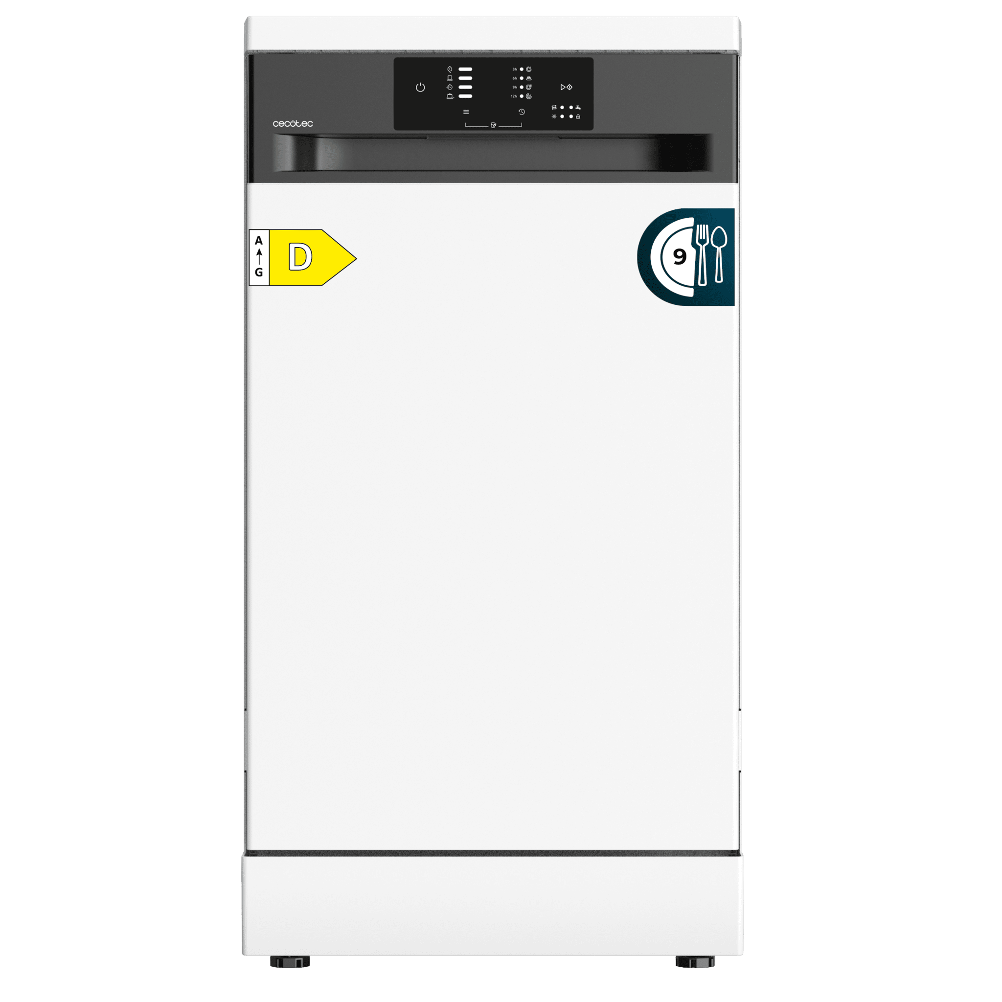 Bolero Aguazero 4350 Lavavajillas blanco de 45cm, 9 cubiertos, motor Inverter Plus Duo, clase D, Panel Touch, 4 programas, Autoclean, Delay Start, filtro antibacteriano y cesta para cubiertos