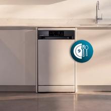Bolero Aguazero 4350 Lavavajillas blanco de 45cm, 9 cubiertos, motor Inverter Plus Duo, clase D, Panel Touch, 4 programas, Autoclean, Delay Start, filtro antibacteriano y cesta para cubiertos