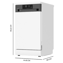 Bolero Aguazero 4350 Lavavajillas blanco de 45cm, 9 cubiertos, motor Inverter Plus Duo, clase D, Panel Touch, 4 programas, Autoclean, Delay Start, filtro antibacteriano y cesta para cubiertos