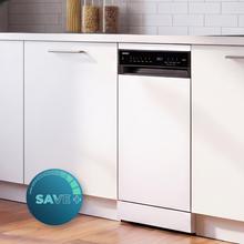 Bolero Aguazero 4360Lave-vaisselle blanc de 45 cm avec capacité pour 11 couverts, classe D, moteur Inverter Plus Duo, écran tactile, 6 programmes, fonctions Super Dry, Save+, AutoClean, Delay Start, tiroir à couverts, filtre ABT et ChildLock