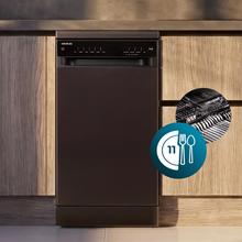 Bolero Aguazero 4360 Dark Lavavajillas dark inox de 45cm, 11 cubiertos, motor Inverter Plus Duo, clase D, Panel Touch, 6 programas, funciones Super Dry, Save+, AutoClean, Delay Star, con bandeja para cubiertos, filtro ABT y ChildLock