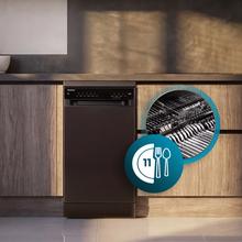 Bolero Aguazero 4360 Dark Lava-louças inox escuro de 45 cm, 11 talheres, motor Inverter Plus Duo, classe D, Painel Touch, 6 programas, funções Super Dry, Save+, AutoClean, Delay Star, com bandeja para talheres, filtro ABT e ChildLock