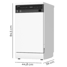 Bolero Aguazero 4560 Connected Lavavajillas blanco de 45cm, 11 cubiertos, clase C, motor Inverter Plus Duo, Panel Touch, 6 programas, WIFI, O2Dry, Dual Zone Wash, Super Dry, Save+, AutoClean, Delay Start, con bandeja para cubiertos, filtro ABT y ChildLock