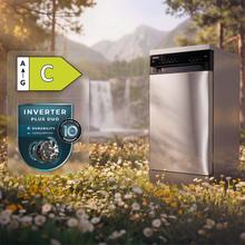 Bolero Aguazero 4560 Inox Connected Lave-vaisselle inox de 45 cm avec capacité pour 11 couverts, classe C, moteur Inverter Plus Duo, écran tactile, 6 programmes, Wi-Fi, O2Dry, Dual Zone Wash, Super Dry, Save+, AutoClean, Delay Start, tiroir à couverts, filtre ABT et ChildLock